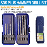 SDS Plus Rotary Hammer Drill Bit Set 5Pcs/8Pcs Carbide Tips Drill for Concrete Masonry Bricks Rock Stone