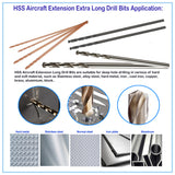 HSS Aircraft Extension Extral Long Drill Bits for Deep Hole Drilling in Steel Metal Iron