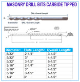 Carbide Tipped Masonry Concrete Drill Bit Sand Blasted with Half Flat Shank Drill Masonry, Stone, Ceramic Tile, Bricks, Concrete, cement, road