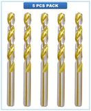 HSS Jobber Length Twist Drill Bits, Golden Titanium Coated Flute Drilling for Iron, Steel, Metal, Copper