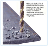 HSS Jobber Length Twist Drill Bits Parabolic Black Flute Golden Body for Metal Steel Iron Drilling