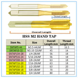 Max-Craft HSS M2 Hand Taps Titanium Nitrided Straight Flute HSS Taps Threads Tap Screws Hole in Metal Steel